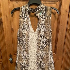 KARLIE snakeskin, high neck flirty mini dress